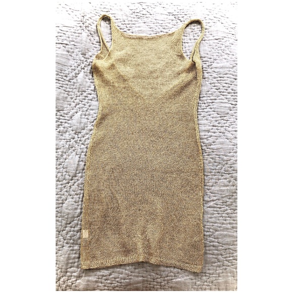 Dresses & Skirts - Gold sheer knit dress S
